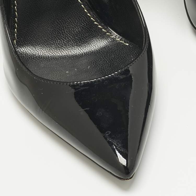 Pre Owned Saint Laurent Black Patent Leather Opyum Pumps Size 37