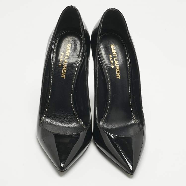 Pre Owned Saint Laurent Black Patent Leather Opyum Pumps Size 37