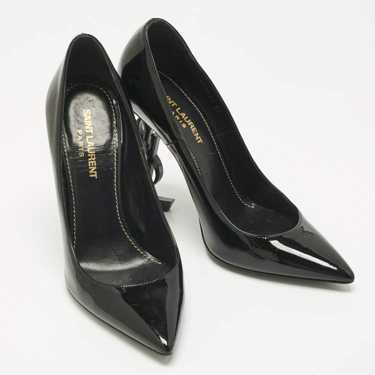 Pre Owned Saint Laurent Black Patent Leather Opyum Pumps Size 37