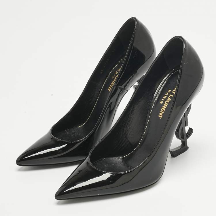 Pre Owned Saint Laurent Black Patent Leather Opyum Pumps Size 37