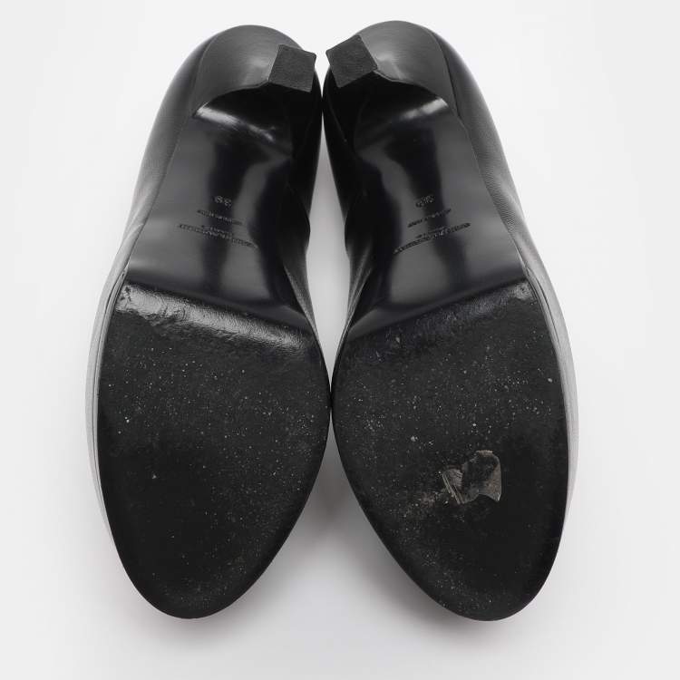 Pre Owned Saint Laurent Black Leather Tribtoo Platform Pumps Size 39