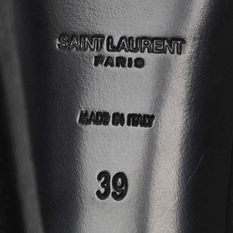 Pre Owned Saint Laurent Black Leather Tribtoo Platform Pumps Size 39