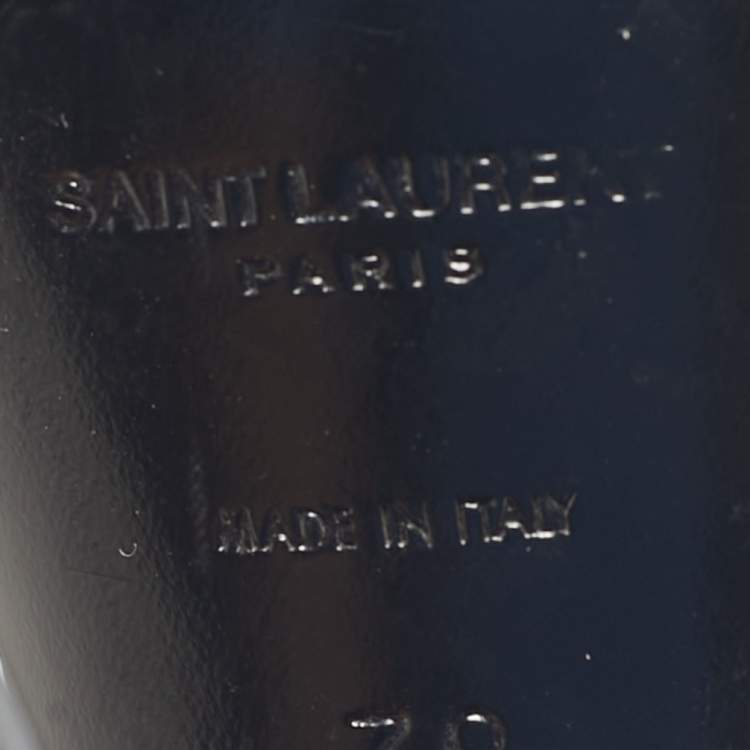 Pre Owned Saint Laurent Black Satin Georgia Ankle Strap Sandals Size 38