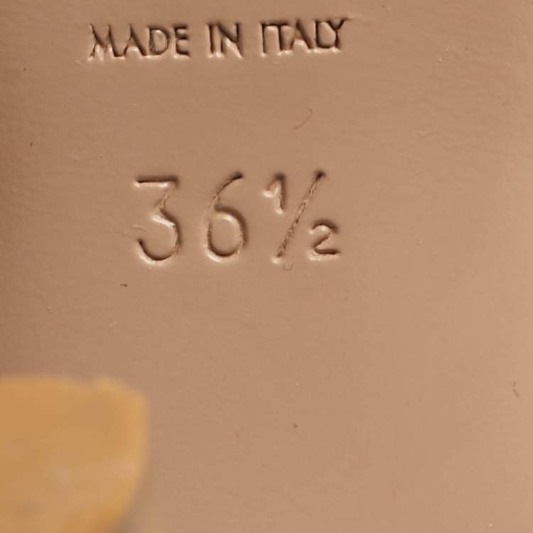 Pre Owned Saint Laurent Paris Beige Patent Leather Platform Sandals Size 36.5