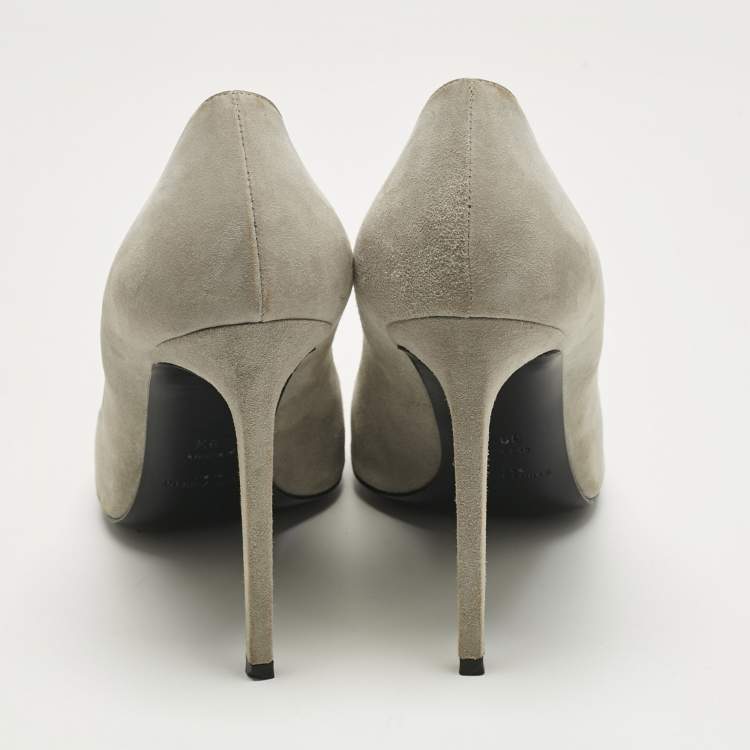 Pre Owned Saint Laurent Grey Suede Anja Pumps Size 39.5