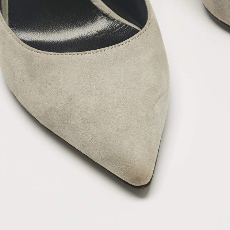 Pre Owned Saint Laurent Grey Suede Anja Pumps Size 39.5