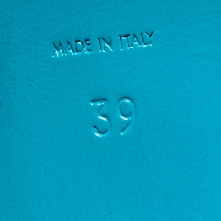 Pre Owned Saint Laurent Blue Patent Leather Tribute Platform Sandals Size 39