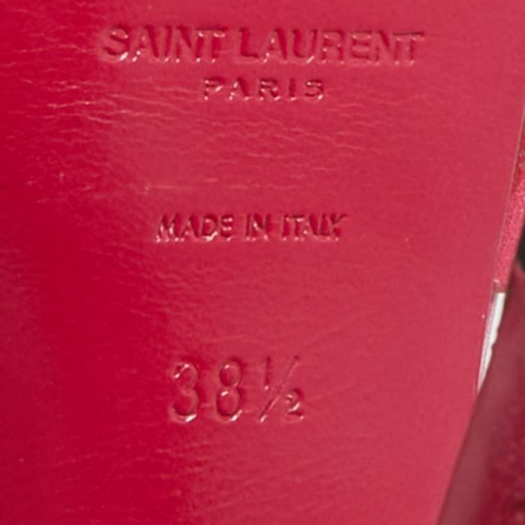 Pre Owned Saint Laurent Purple Leather Platform Sandals Size 38.5