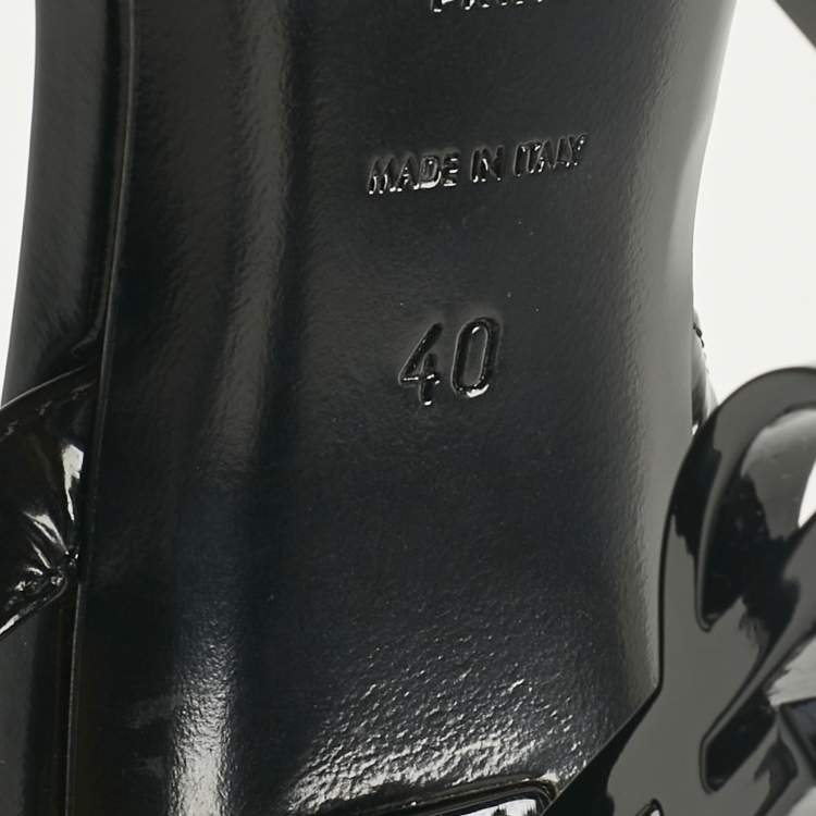 Pre Owned Saint Laurent Black Patent Leather Opyum Ankle Strap Sandals Size 40