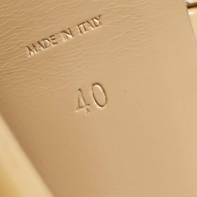 Pre Owned Saint Laurent Beige Patent Leather Tribute Platform Sandals Size 40