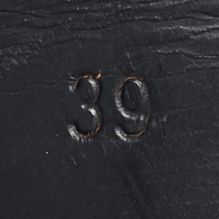 Pre Owned Saint Laurent Grey/Gold Leather Tribute Platform Sandals Size 39