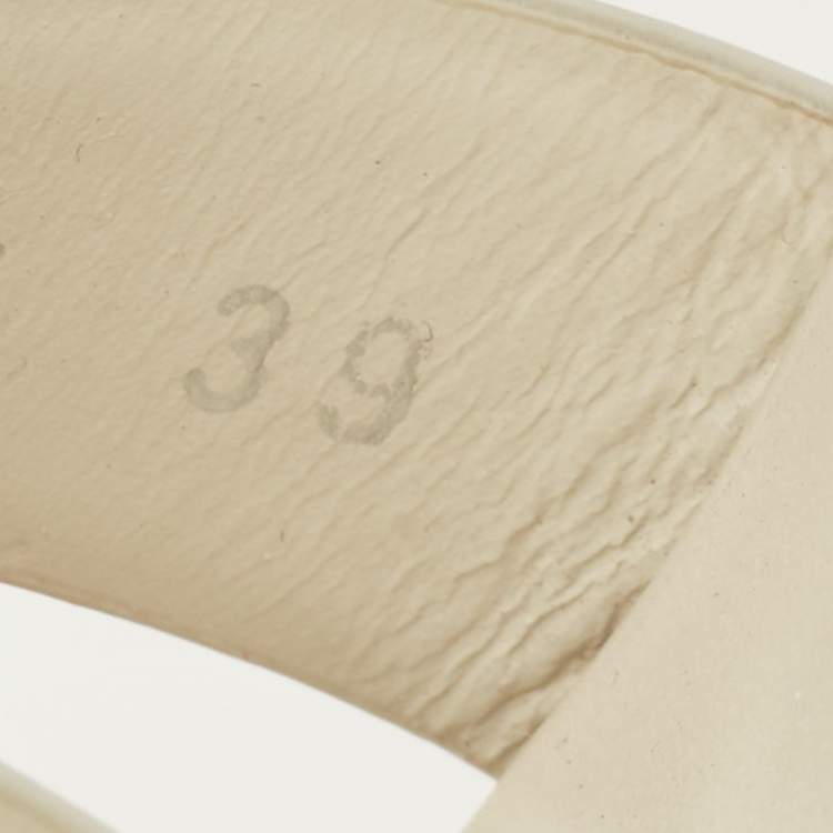 Pre Owned Saint Laurent Paris White Leather Tribute Espadrille Wedge Sandals Size 39