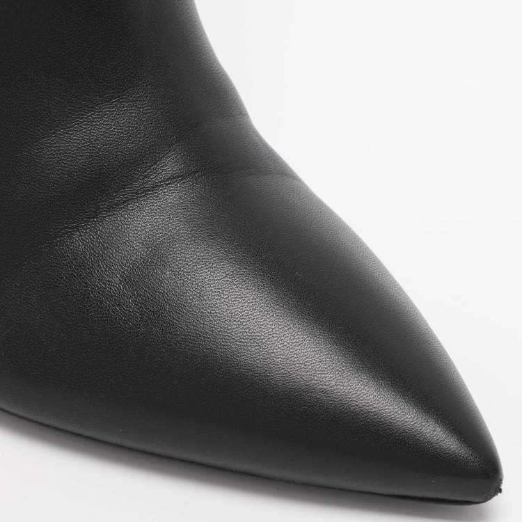 Pre Owned Saint Laurent Paris Black Leather Mid Calf Boots Size 39