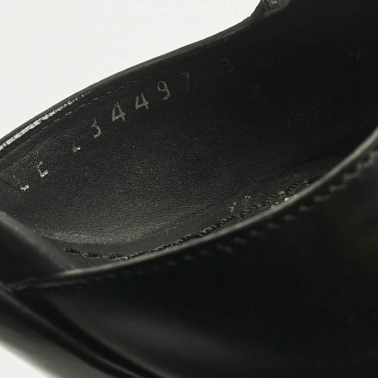 Pre Owned Saint Laurent Black Leather Double Cutout Strap Ankle Strap Sandals Size 36.5