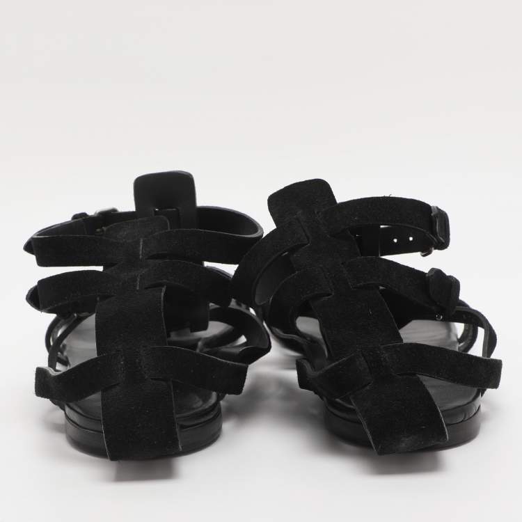 Pre Owned Saint Laurent Paris Black Suede Gladiator Sandals Size 38