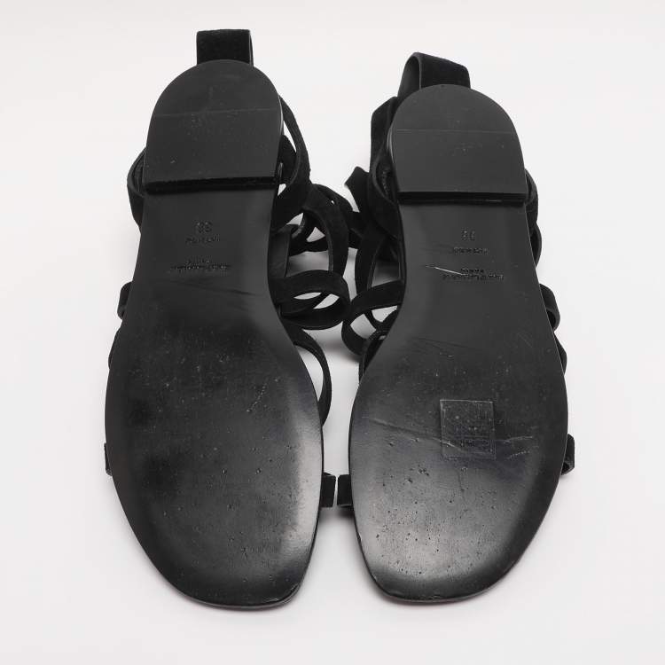 Pre Owned Saint Laurent Paris Black Suede Gladiator Sandals Size 38