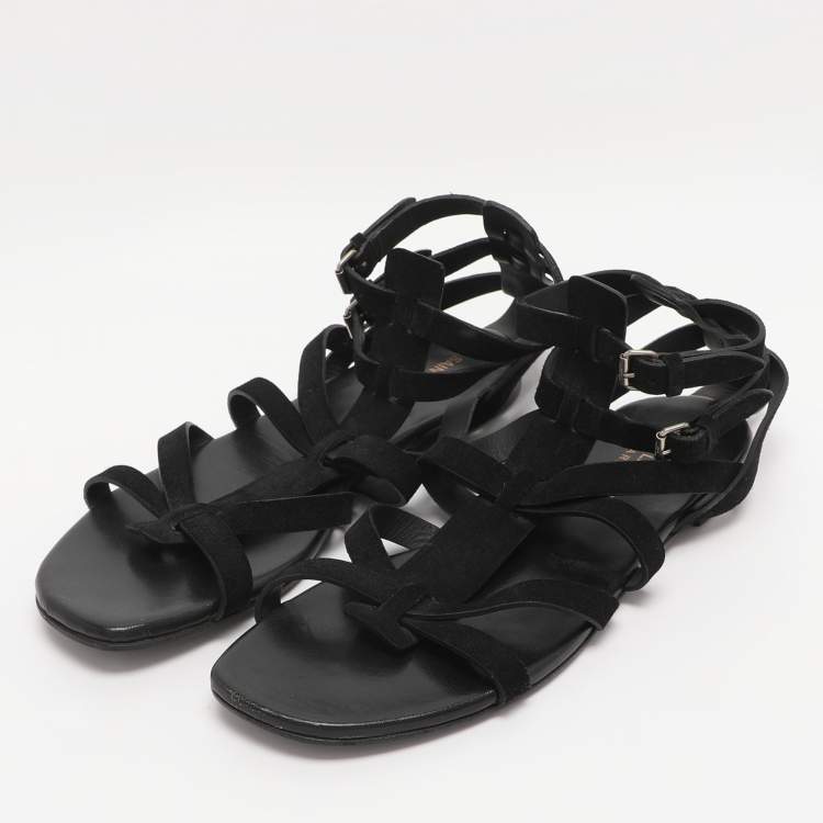 Pre Owned Saint Laurent Paris Black Suede Gladiator Sandals Size 38