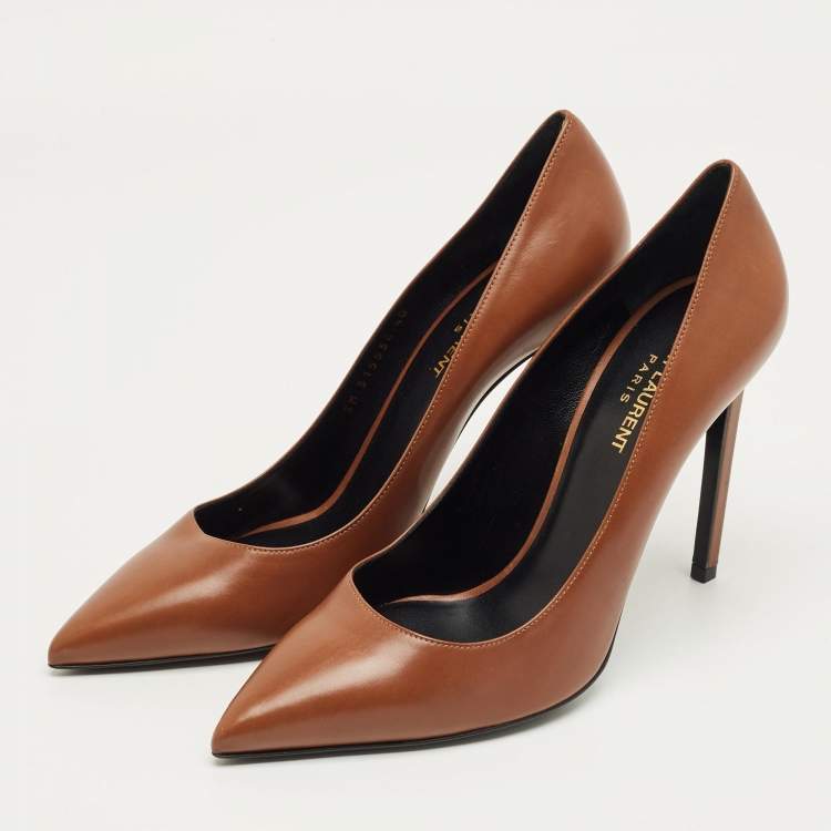 Pre Owned Saint Laurent Brown Leather Anja Pumps Size 40