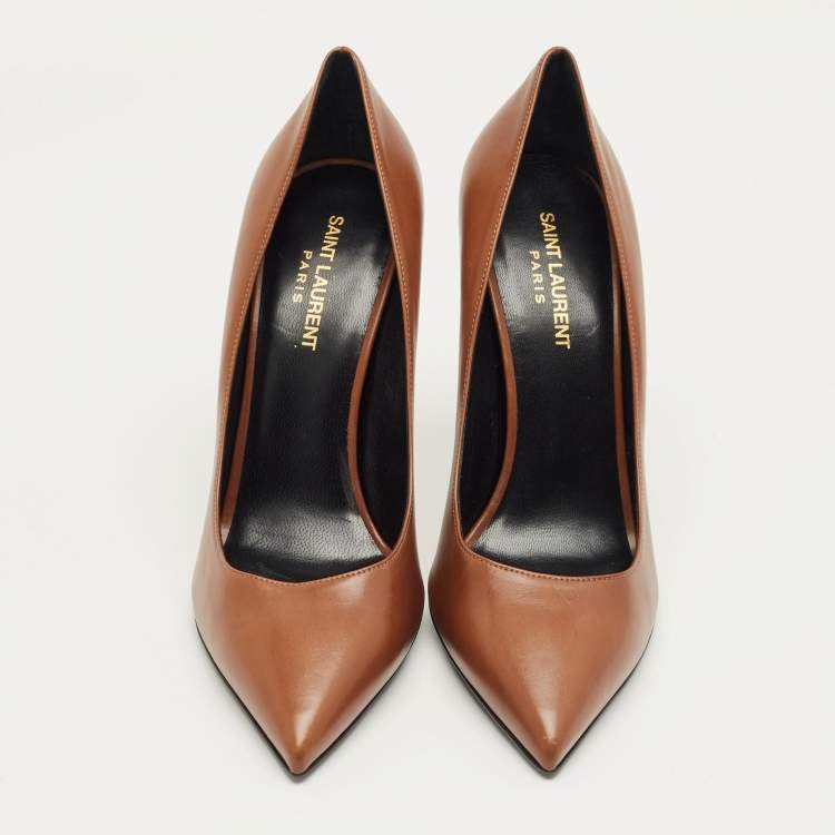 Pre Owned Saint Laurent Brown Leather Anja Pumps Size 40