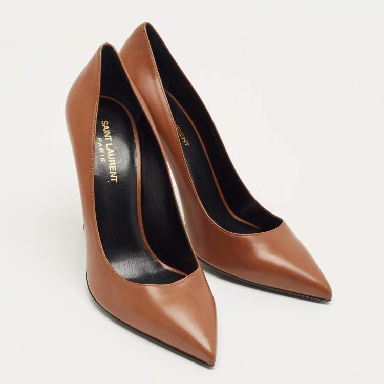 Pre Owned Saint Laurent Brown Leather Anja Pumps Size 40