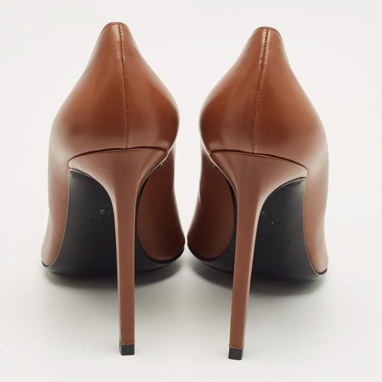 Pre Owned Saint Laurent Brown Leather Anja Pumps Size 40