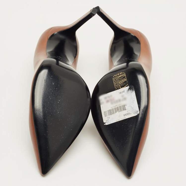 Pre Owned Saint Laurent Brown Leather Anja Pumps Size 40