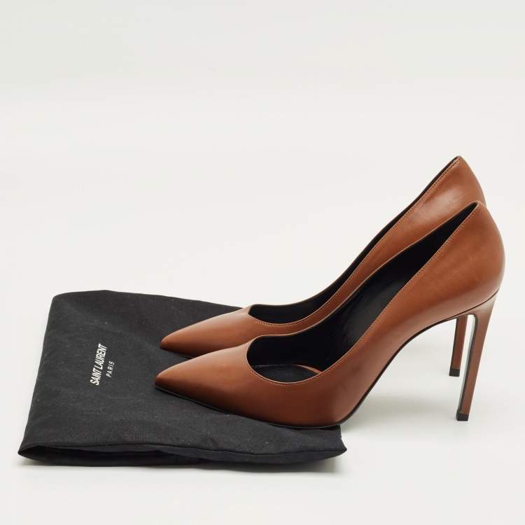 Pre Owned Saint Laurent Brown Leather Anja Pumps Size 40