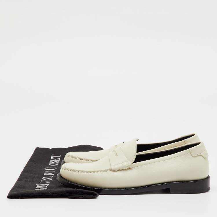 Pre Owned Saint Laurent White Leather Le Loafer Penny Loafers Size 36
