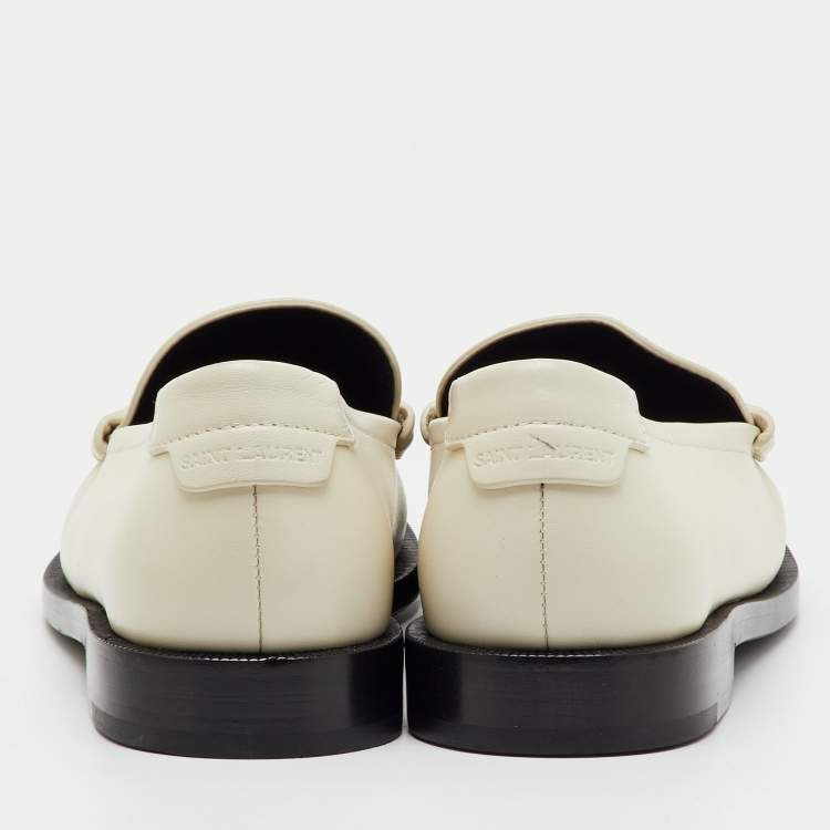 Pre Owned Saint Laurent White Leather Le Loafer Penny Loafers Size 36