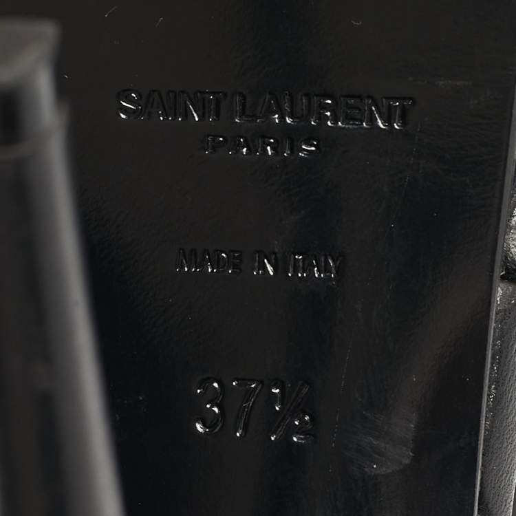 Pre Owned Saint Laurent Black Leather Platform Sandals Size 37.5