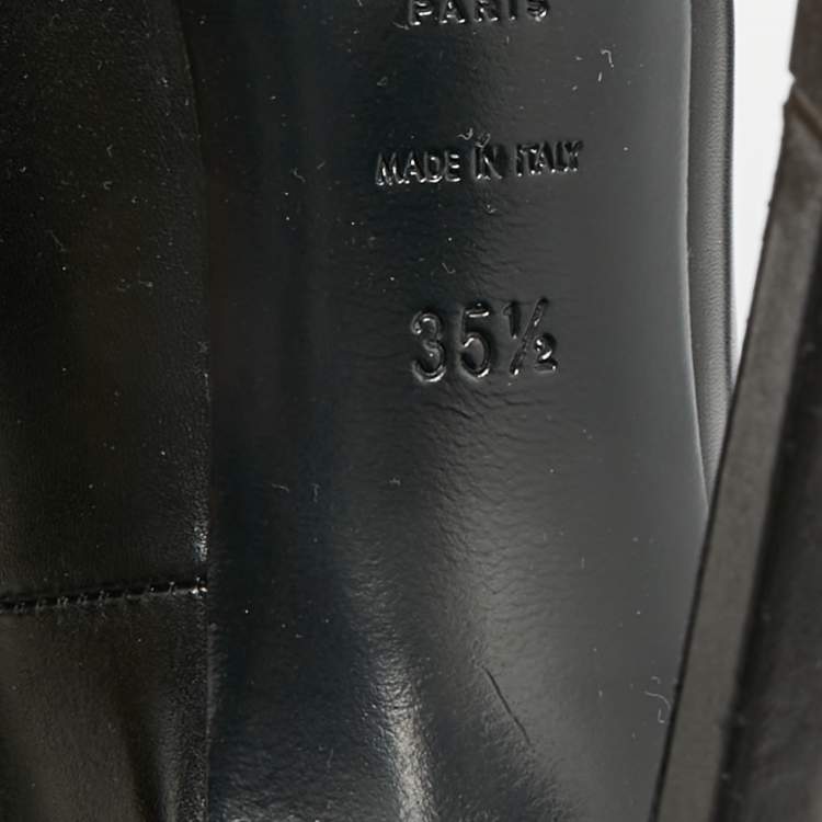 Pre Owned Saint Laurent Size 35.5 Black Leather  Escarpin Ankle Cuff Pumps