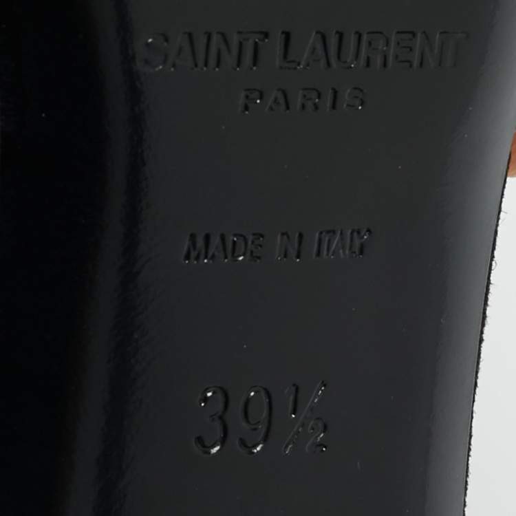 Pre Owned Saint Laurent Escarpin Size 39.5 Black Python and Suede Ankle Cuff Pumps