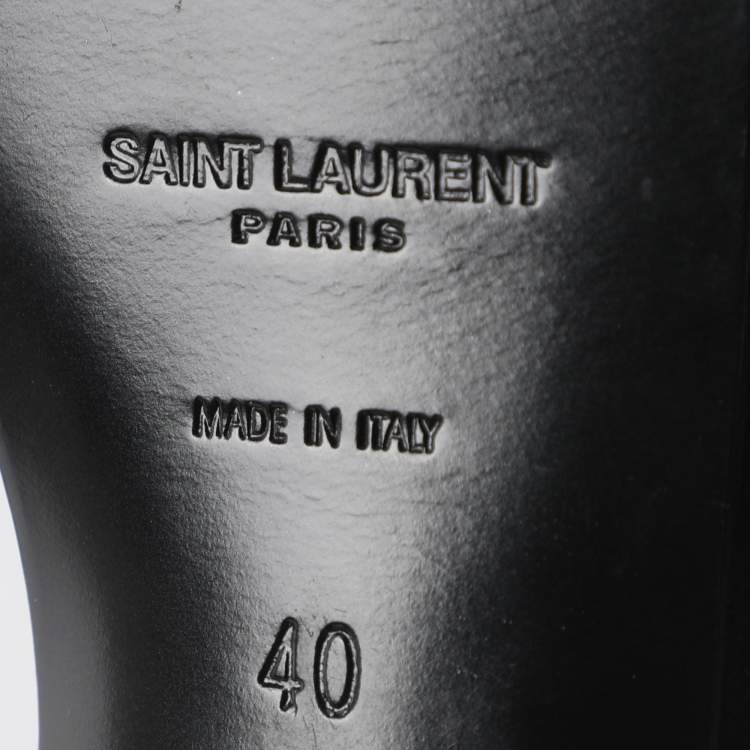 Pre Owned Saint Laurent Paris Tribute Size 40 Black Patent Leather Platform Sandals