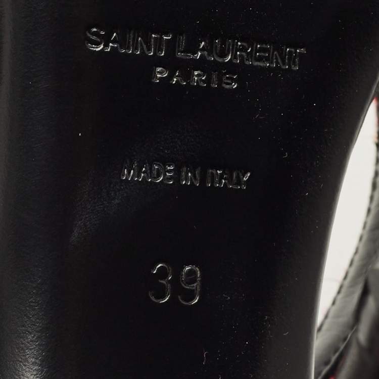 مملوكة مسبقًا Saint Laurent Size 39 Multicolor Tweed Metal Cap Toe Slingback Pumps