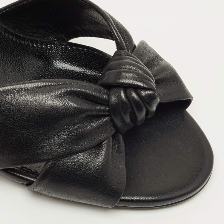 Pre Owned Saint Laurent Bianca Size 38 Black Leather Slide Sandals