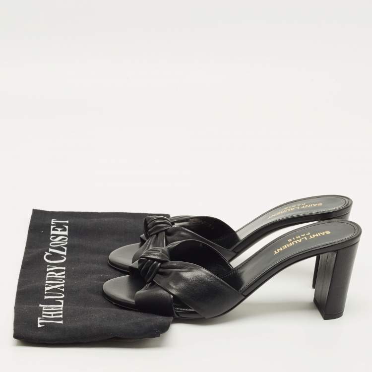 Pre Owned Saint Laurent Bianca Size 38 Black Leather Slide Sandals