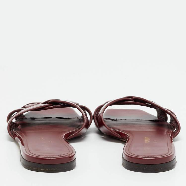 مملوكة مسبقًا Saint Laurent Tribute Size 36 Burgundy Flat Slides