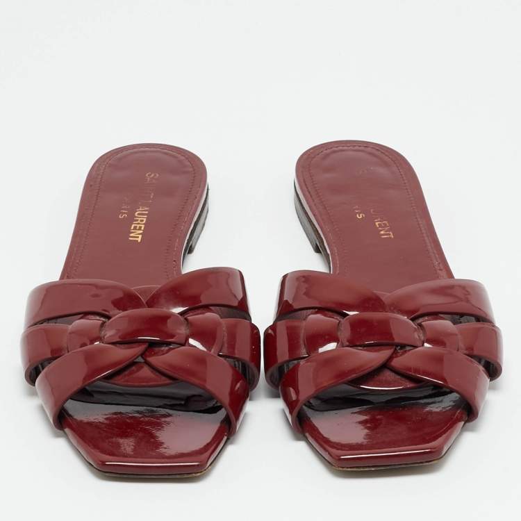 مملوكة مسبقًا Saint Laurent Tribute Size 36 Burgundy Flat Slides
