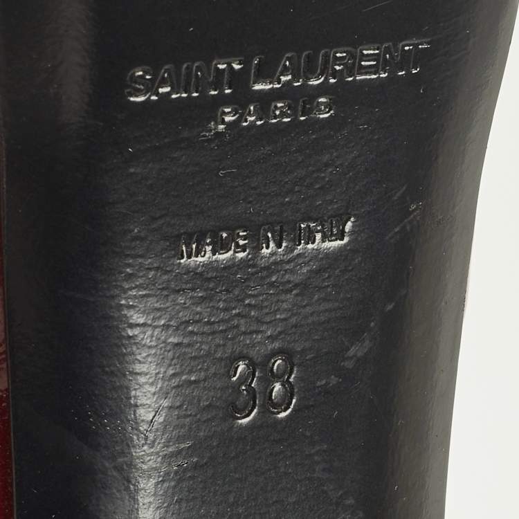 Pre Owned Saint Laurent Janis Size 38 Red Patent Leather Platform Pumps