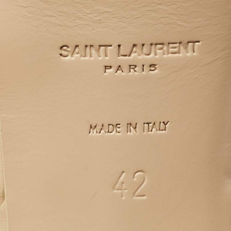 Pre Owned Saint Laurent Tribute Size 42 Beige Leather Platform Sandals