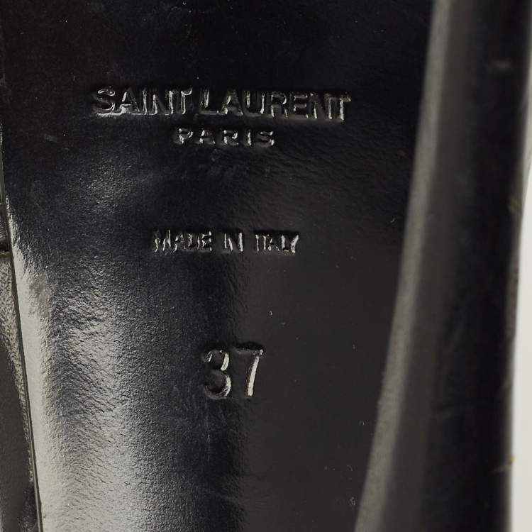 Pre Owned Saint Laurent Tribute Size 37 Black Leather Platform Sandals