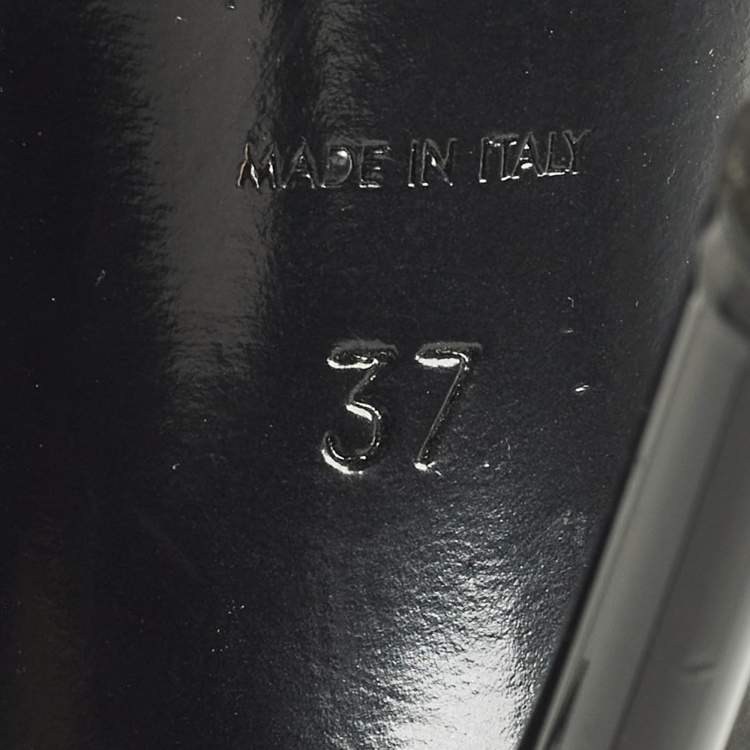 Pre Owned Saint Laurent Cassandra Size 37 Black Patent Leather Ankle Strap Sandals