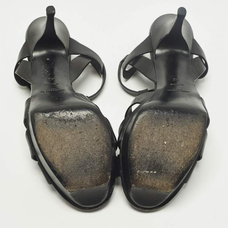 مملوكة مسبقًا Saint Laurent Size 42 Black Leather Platform Sandals