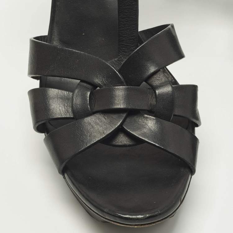 مملوكة مسبقًا Saint Laurent Size 42 Black Leather Platform Sandals
