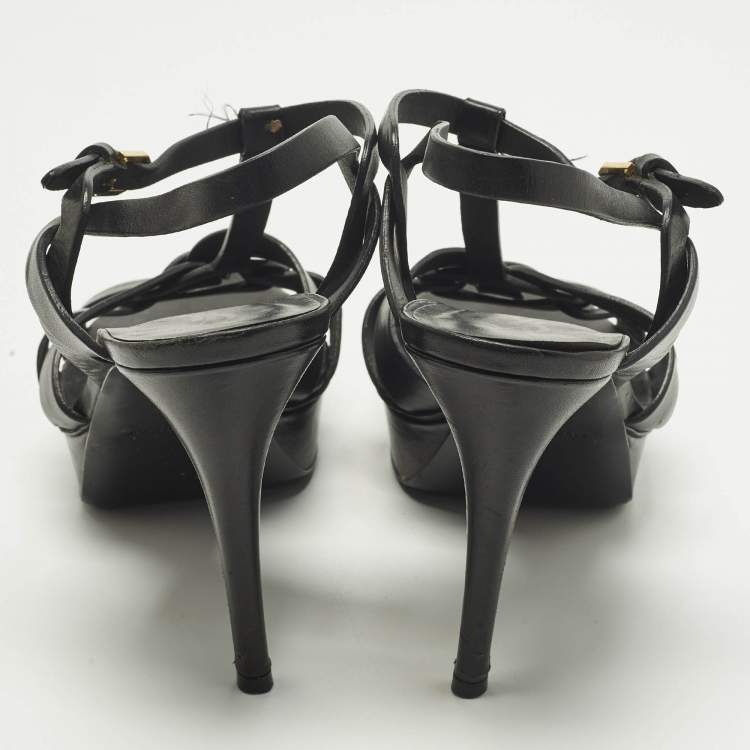 مملوكة مسبقًا Saint Laurent Size 42 Black Leather Platform Sandals