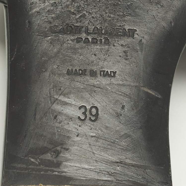 Pre Owned Saint Laurent Tribute Size 39 Black Leather Flat Slide