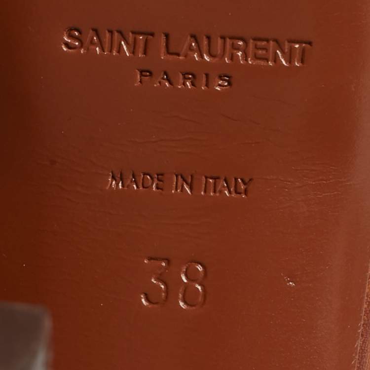 مملوكة مسبقًا Saint Laurent  Size 38 Brown Leather Ankle Strap Sandals
