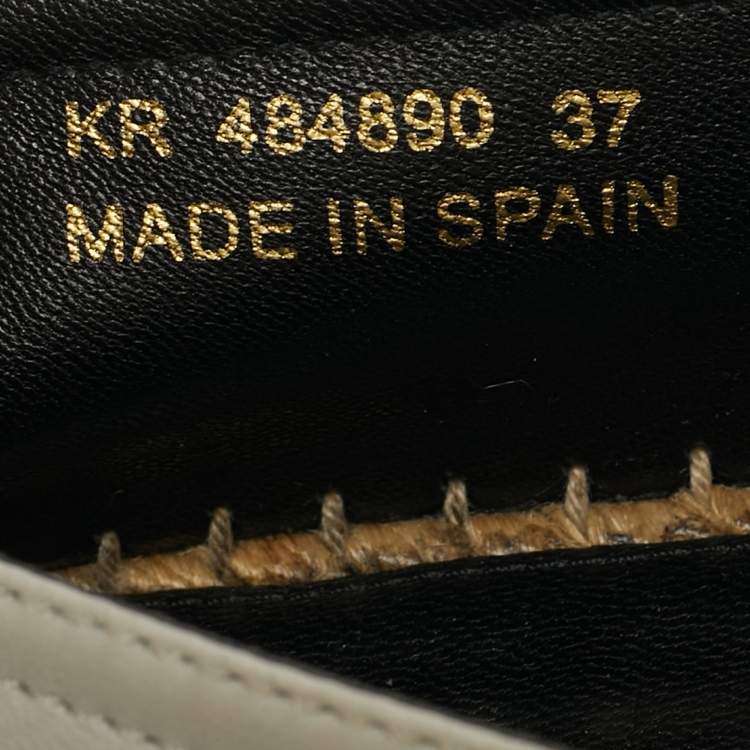 Pre Owned Saint Laurent Cassandre Size 37 White Leather Espadrille Flats