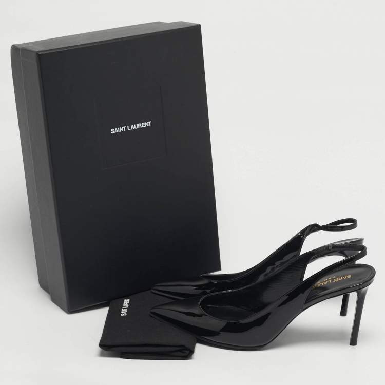 Pre Owned Saint Laurent Anja Size 39 Black Patent Leather Slimgback Pumps