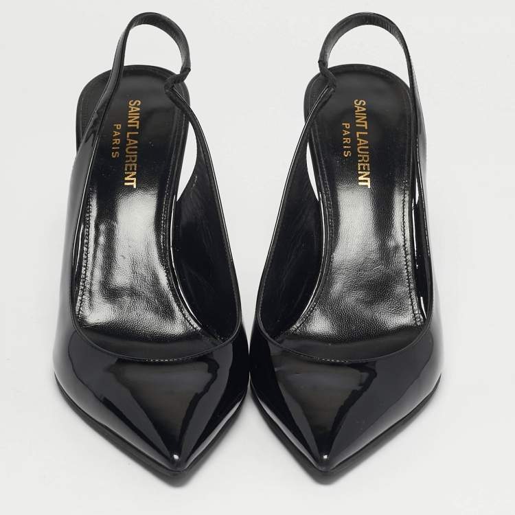 Pre Owned Saint Laurent Anja Size 39 Black Patent Leather Slimgback Pumps